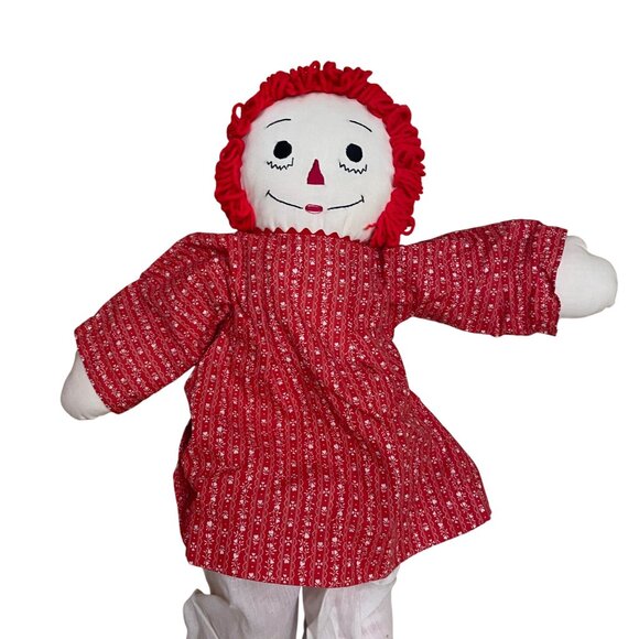 Vintage Raggedy Ann Doll Red Dress 24" Handmade Cloth Toy - Picture 3 of 5